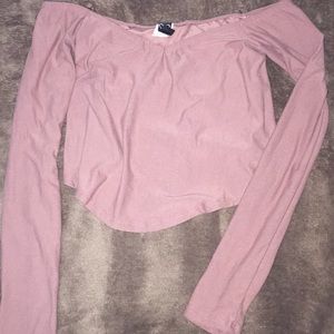 Long sleeve off the shoulder crop top